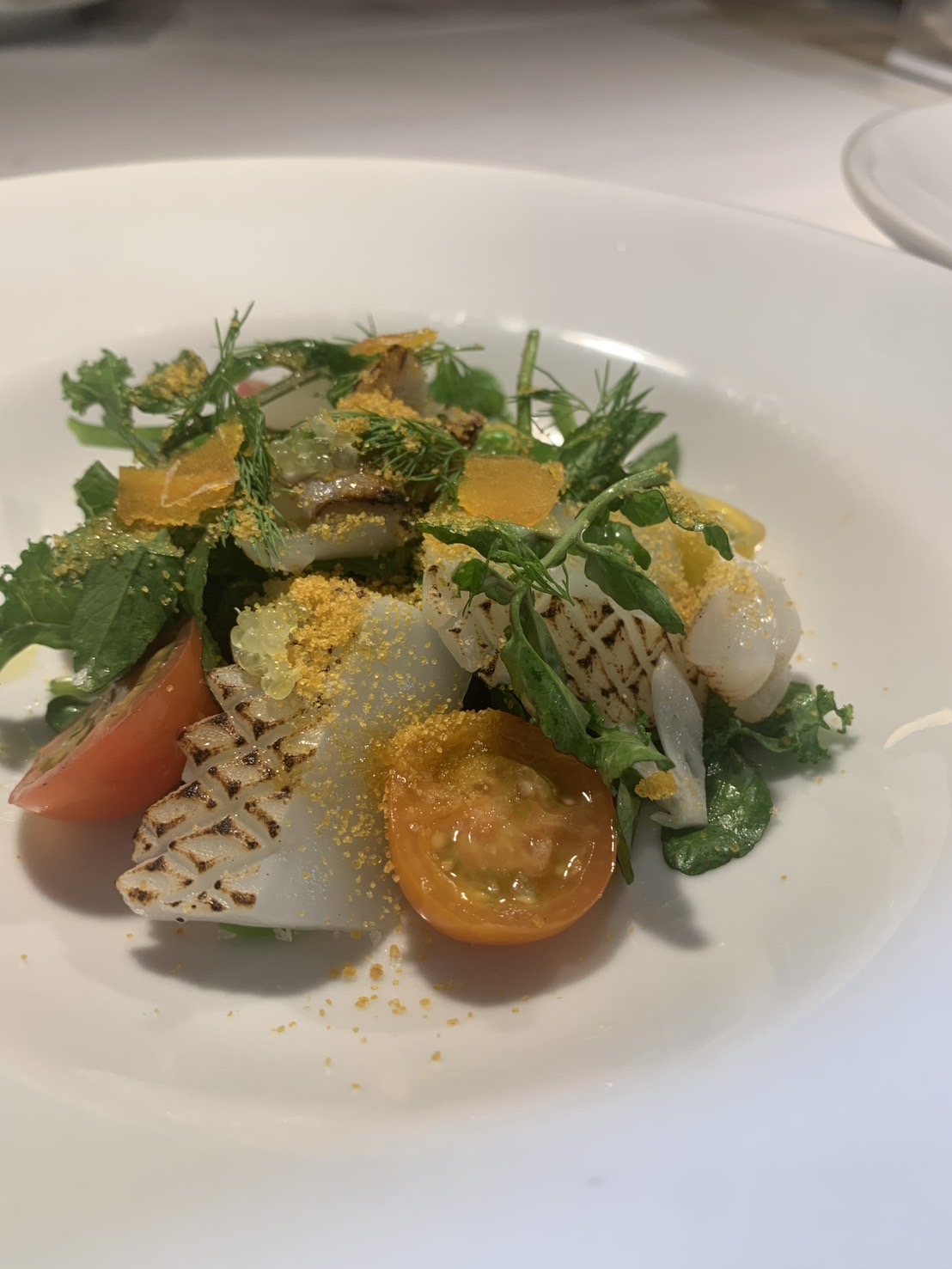 [5 courses in total: 2 appetizers, “Pie Crust-Baked Dish,” dessert, and café]