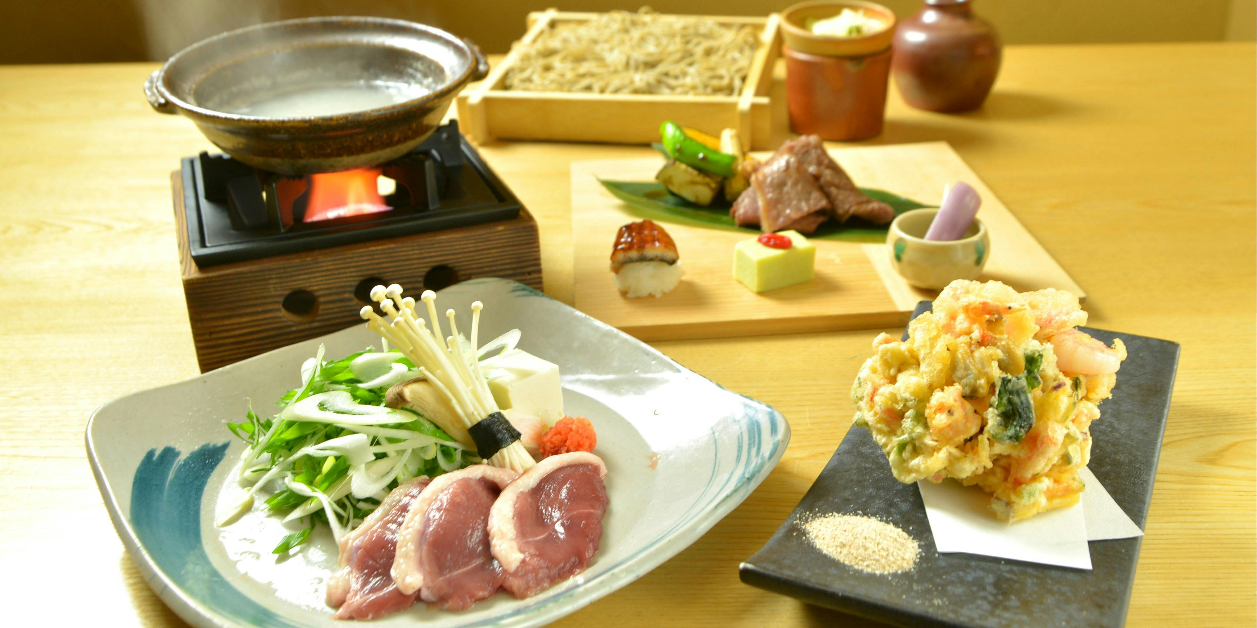 [Kyōetsu Course] Seasonal Soba Broth Hot Pot and Kaiseki Cuisine, Homemade Soba, Total 8 Dishes