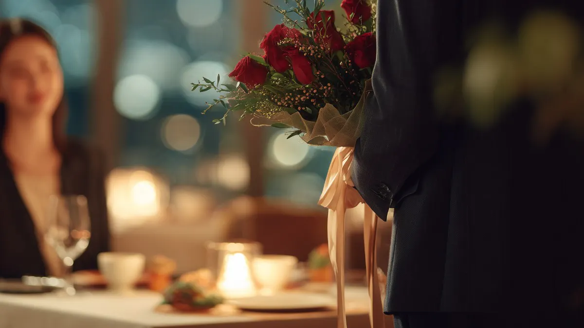 【프로포즈 플랜 A】디너 코스+건배주+개인실+장미 꽃다발(24송이)