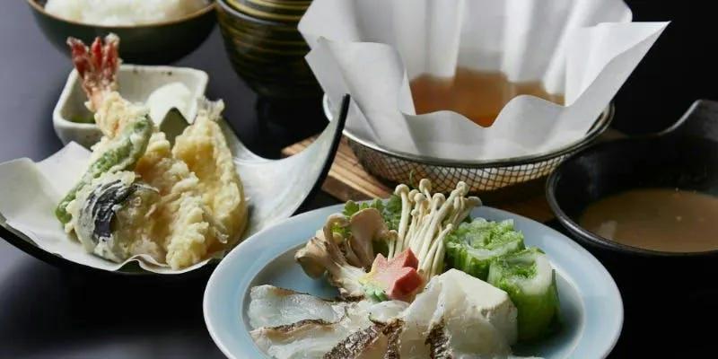 【凪御膳】鯛しゃぶ、天ぷら盛り合わせ全4品
