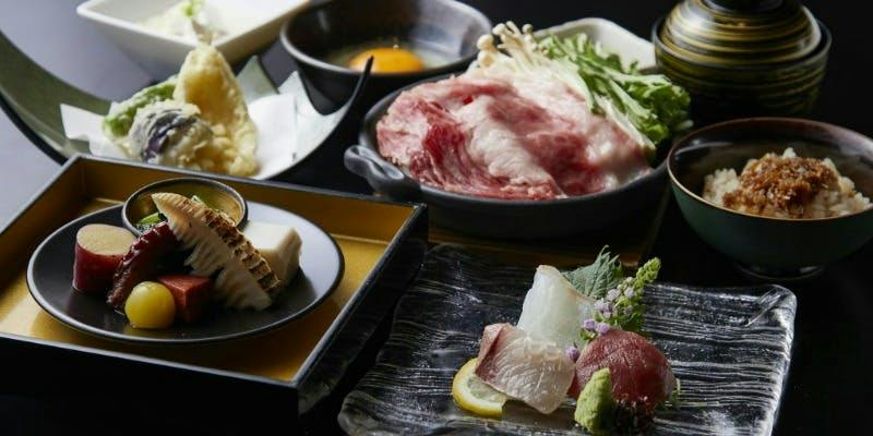 【颯小懐石】近江すき鍋、造り、天婦羅盛、甘味全6品