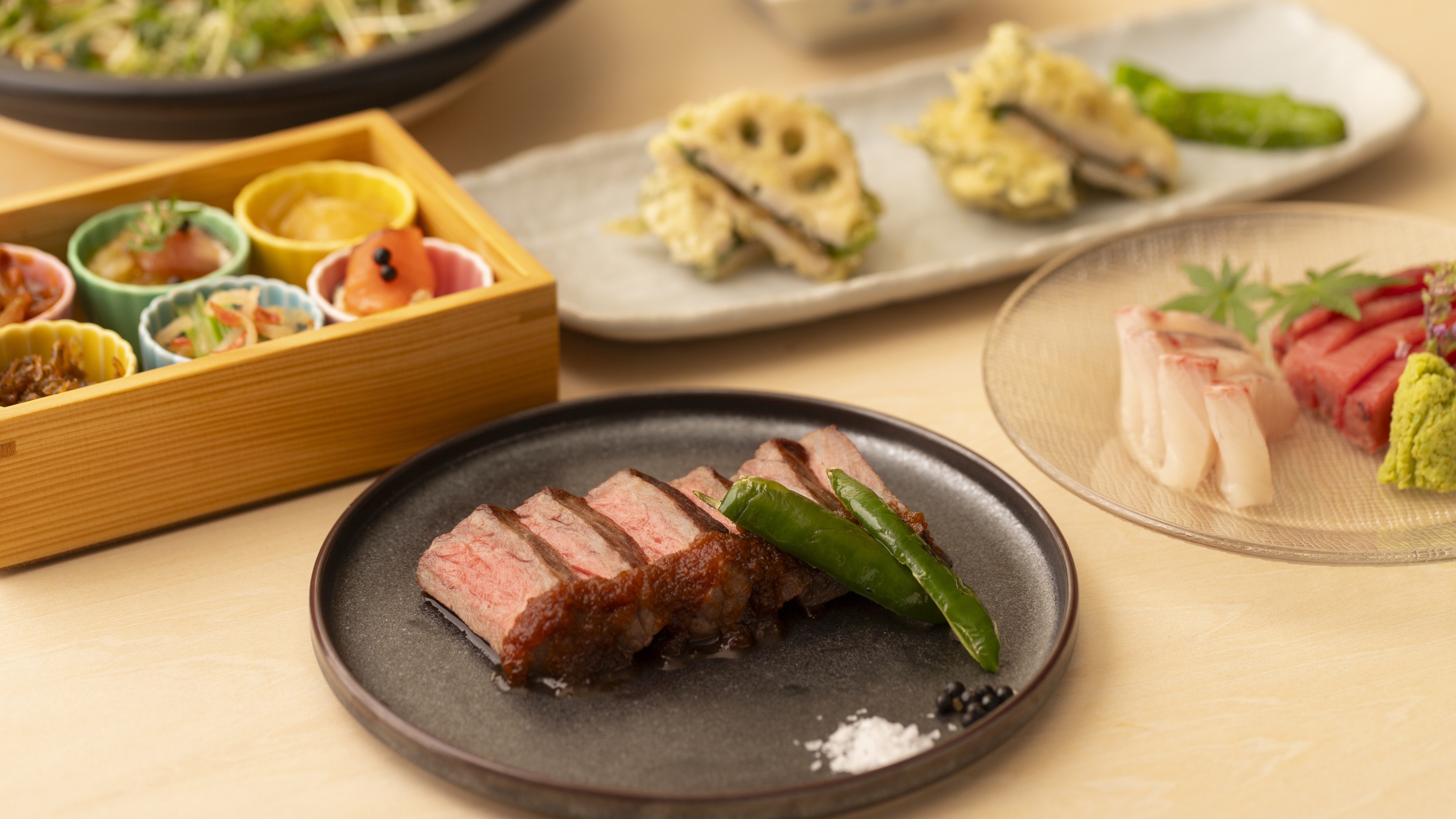 Lunch Course "Yuu" — 6 dishes including grilled Japanese Black beef