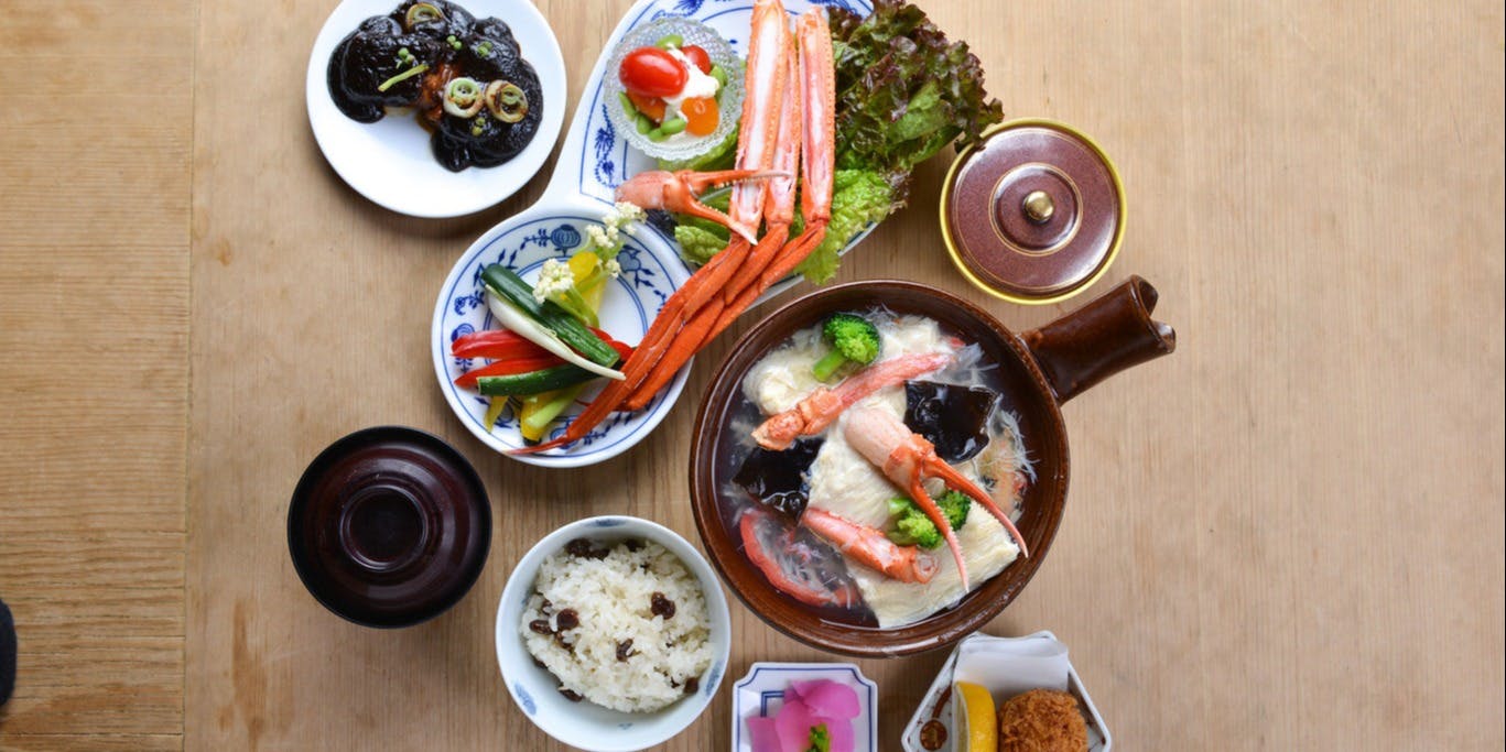 【かに御膳】紅ずわい蟹とゆばの鍋など 全7品