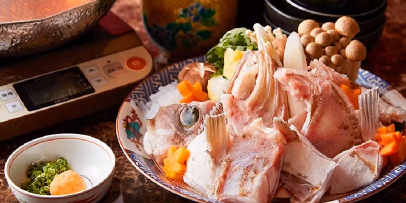 【天然一本釣り くえ鍋コース】全6品