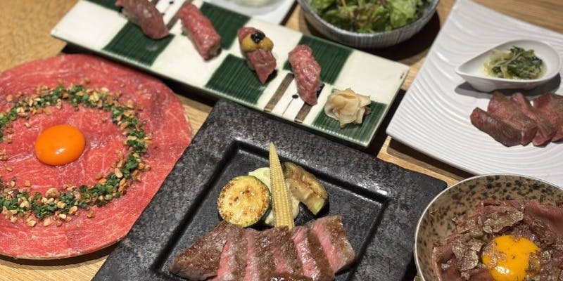 【プラチナKINTANランチコース】プラチナユッケや熟成金舌に牛肉寿司が楽しめる