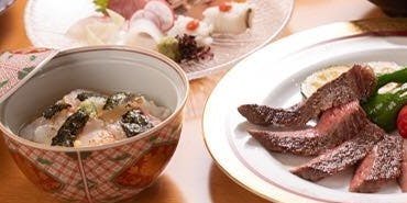 [Wagyu Steak Kaiseki] A total of 8 dishes including 5 kinds of sashimi, Wagyu steak, and sea bream dashi chazuke or homemade soba.