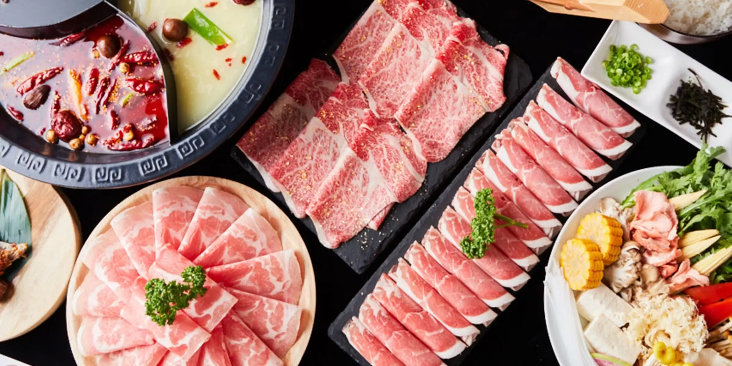 [Tianlai Original Course] Unlimited refills of top-quality lamb! Enjoy Kobe beef and seafood such as shark fin in a hot pot!