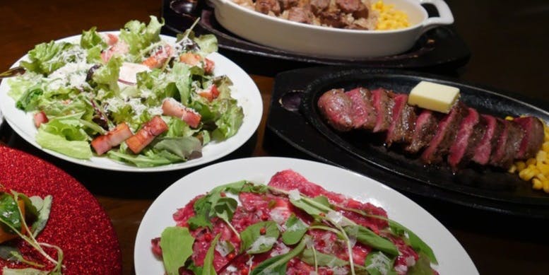 【2h飲み放題B】全7品ステーキコース【スパークリングワイン込み飲み放題】(1.5h L.O.)