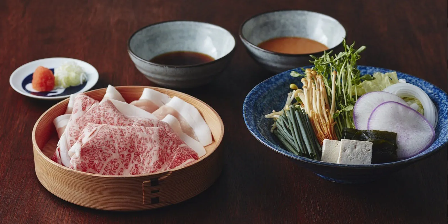 【DINNER】蔬菜吃到飽/神戶牛(120g)和米澤豬(80g)涮涮鍋