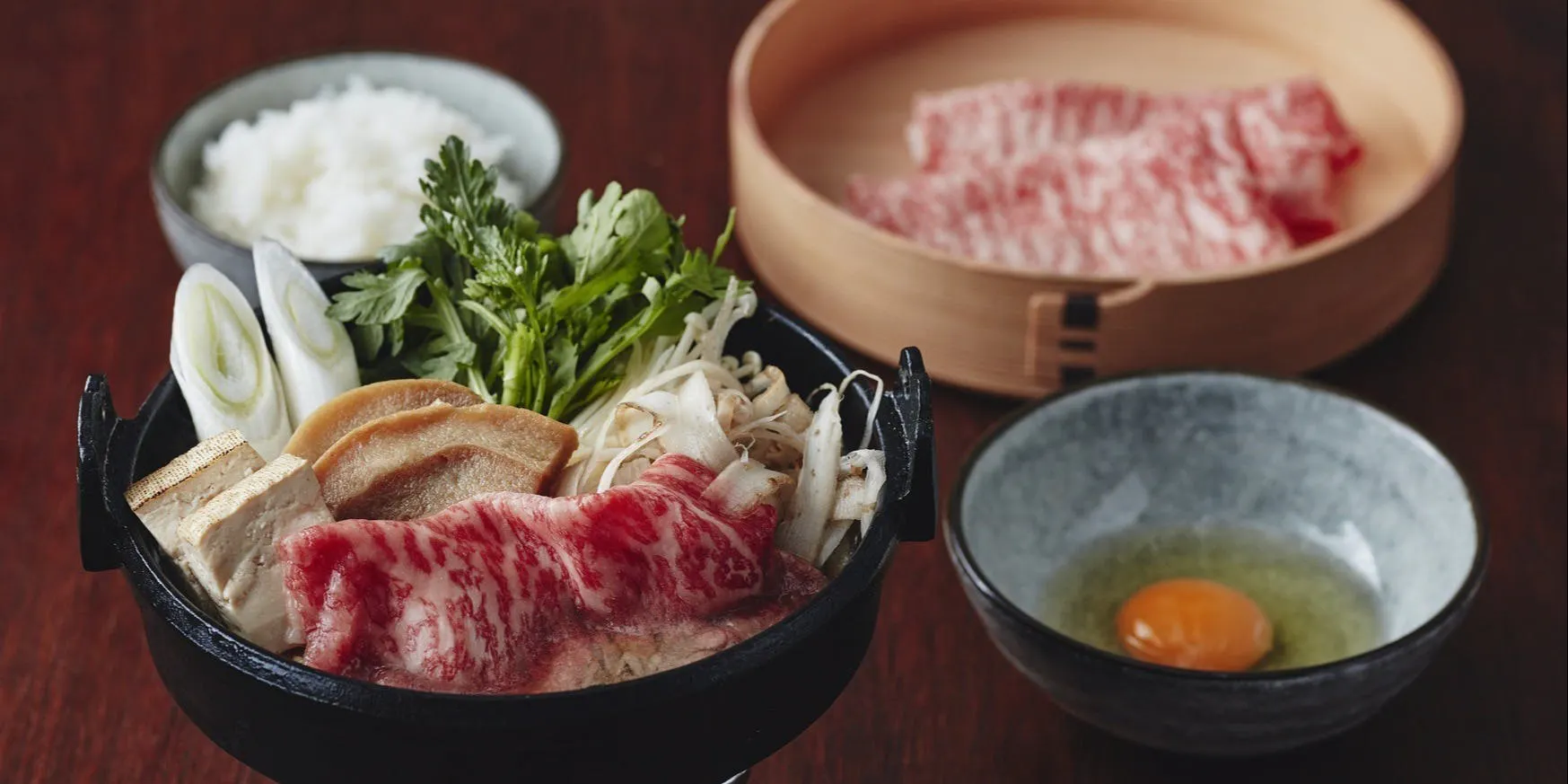 【DINNER】蔬菜吃到飽/山形黑毛和牛(160g)的壽喜燒
