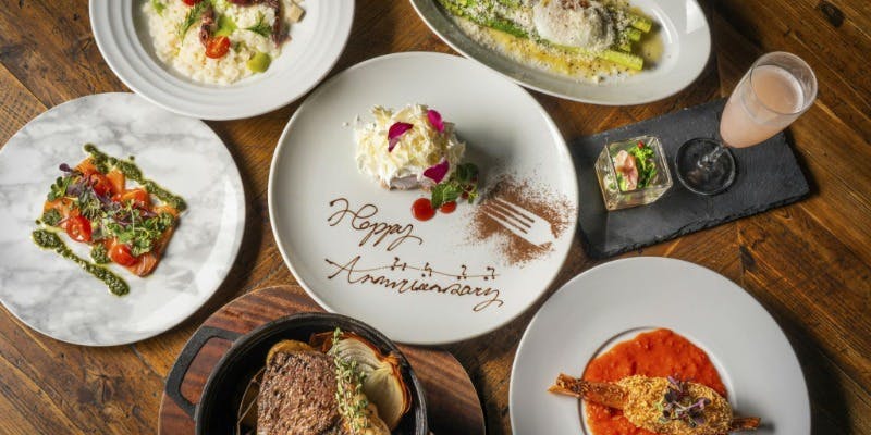 【Anniversary Dinner】生日・紀念日附留言甜點拼盤慶祝 全7道菜　6,000円