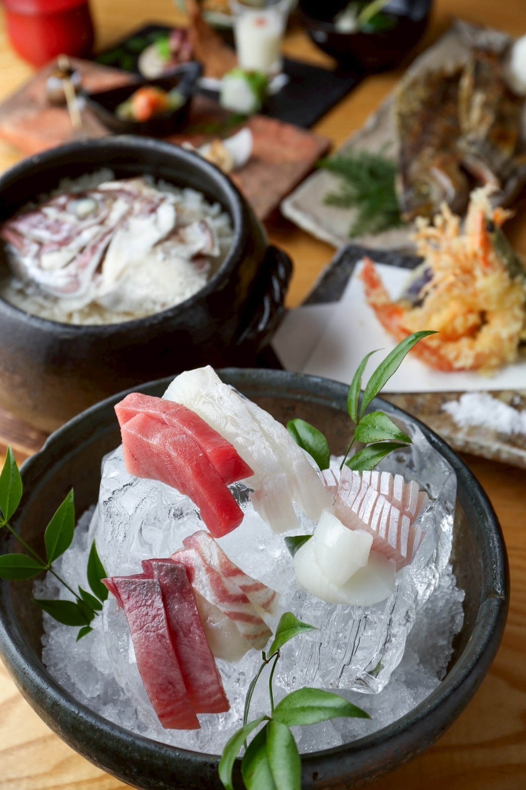 【ランチ限定1ドリンク付き】極上鯛めしコース！極上造り盛合せ、煮魚、肉料理、旬の一品、油物、鯛めしなど全8品