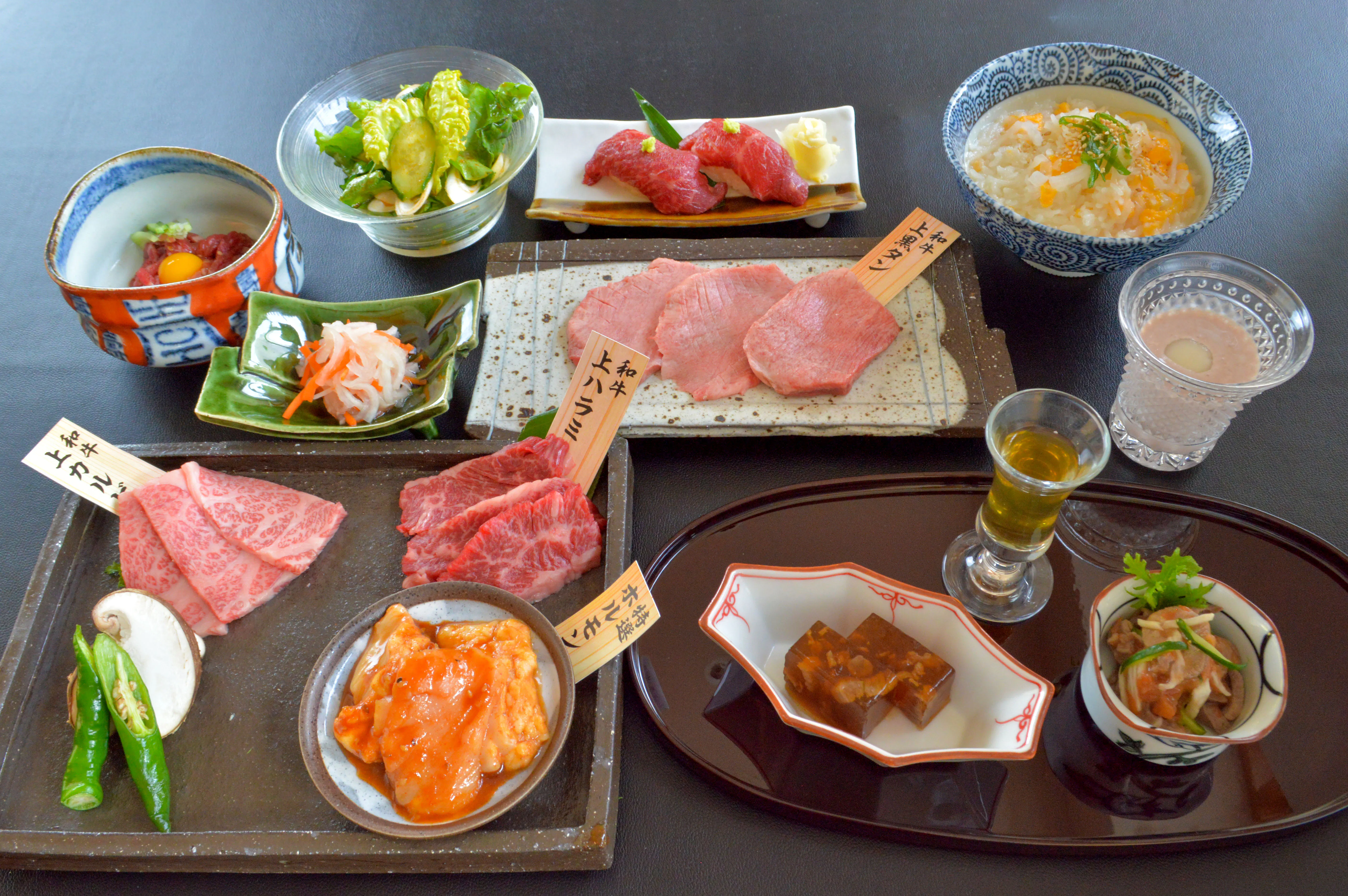 Snow Kaiseki - Premium Wagyu Toro Sushi, Four Varieties of Kuroge Wagyu Grilled Meat, and more