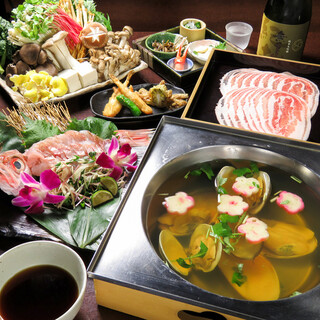 [Shabu-shabu Pork Course] ~ Tsubaki ~ Appetizers, Today's Special Dish, Shabu-shabu Pork, Finishing Dish, Dessert, and more (6 dishes in total)
