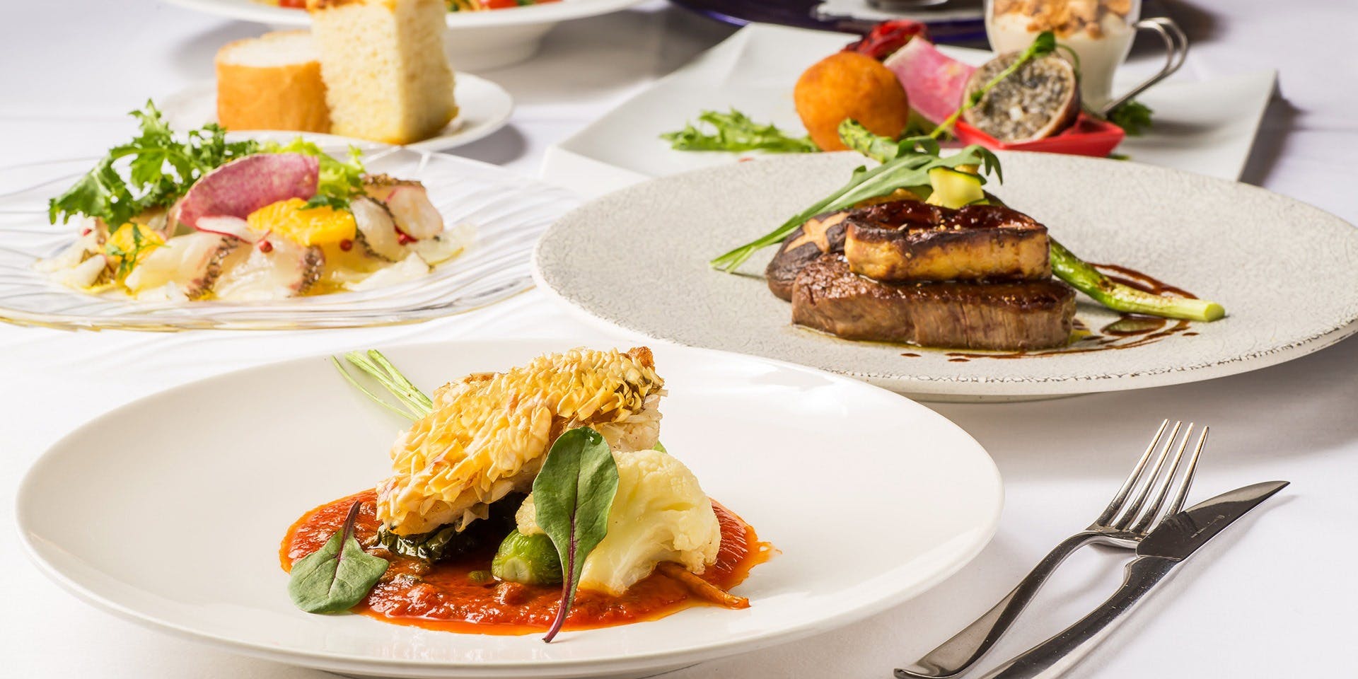 [Degustazione] Appetizer, pasta, choice of main dish, and more, totaling 6 dishes