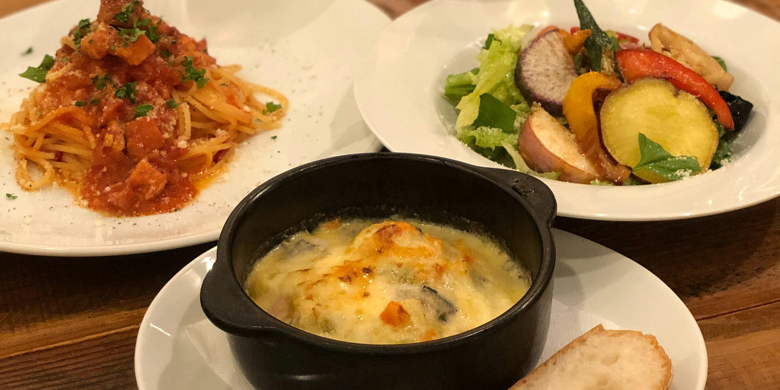 [Pulovaro Acca] Colorful Vegetable Salad, Gratin, Pasta [Mini Pairing Course]