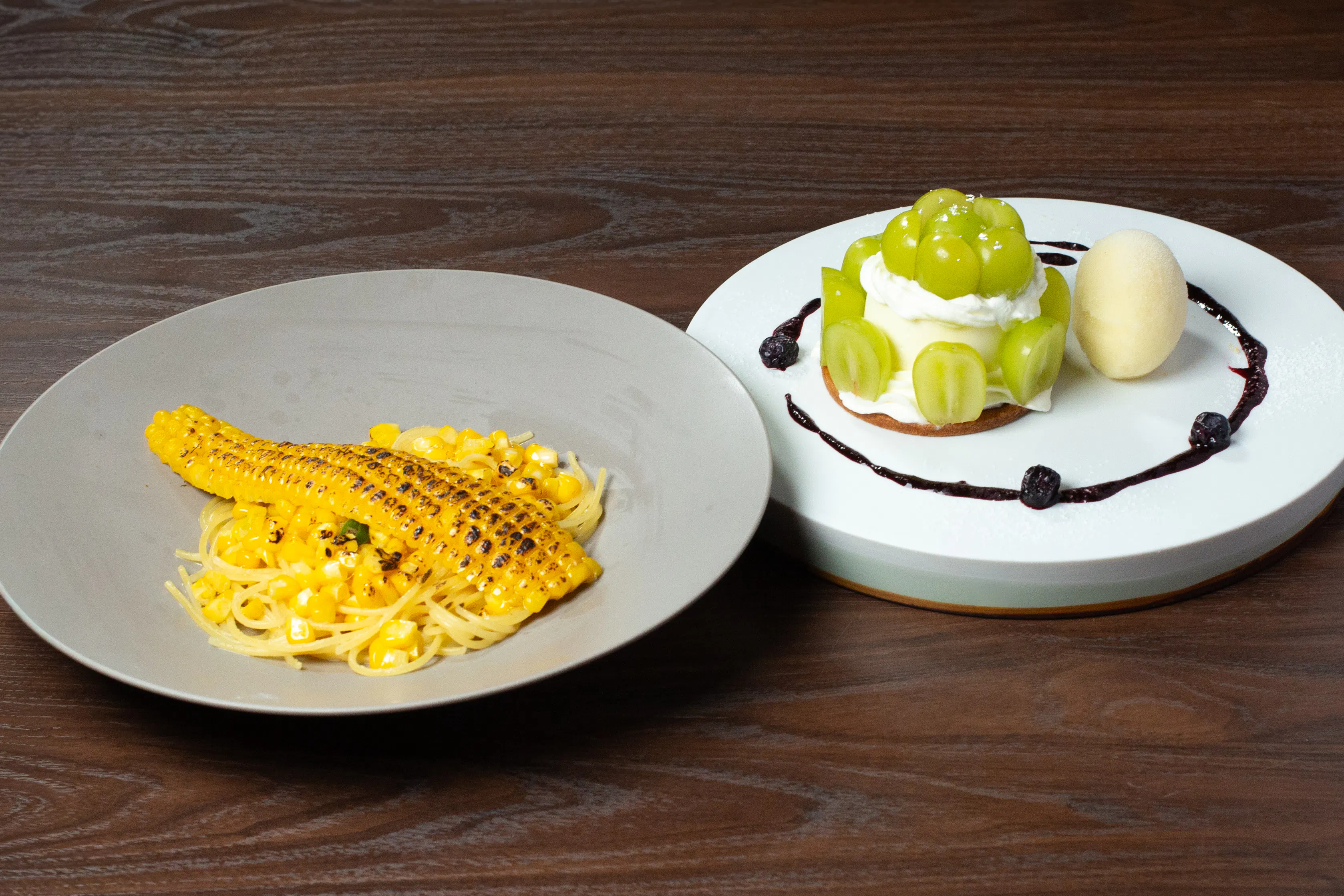 Half Pasta & Shine Muscat Rare Cheesecake