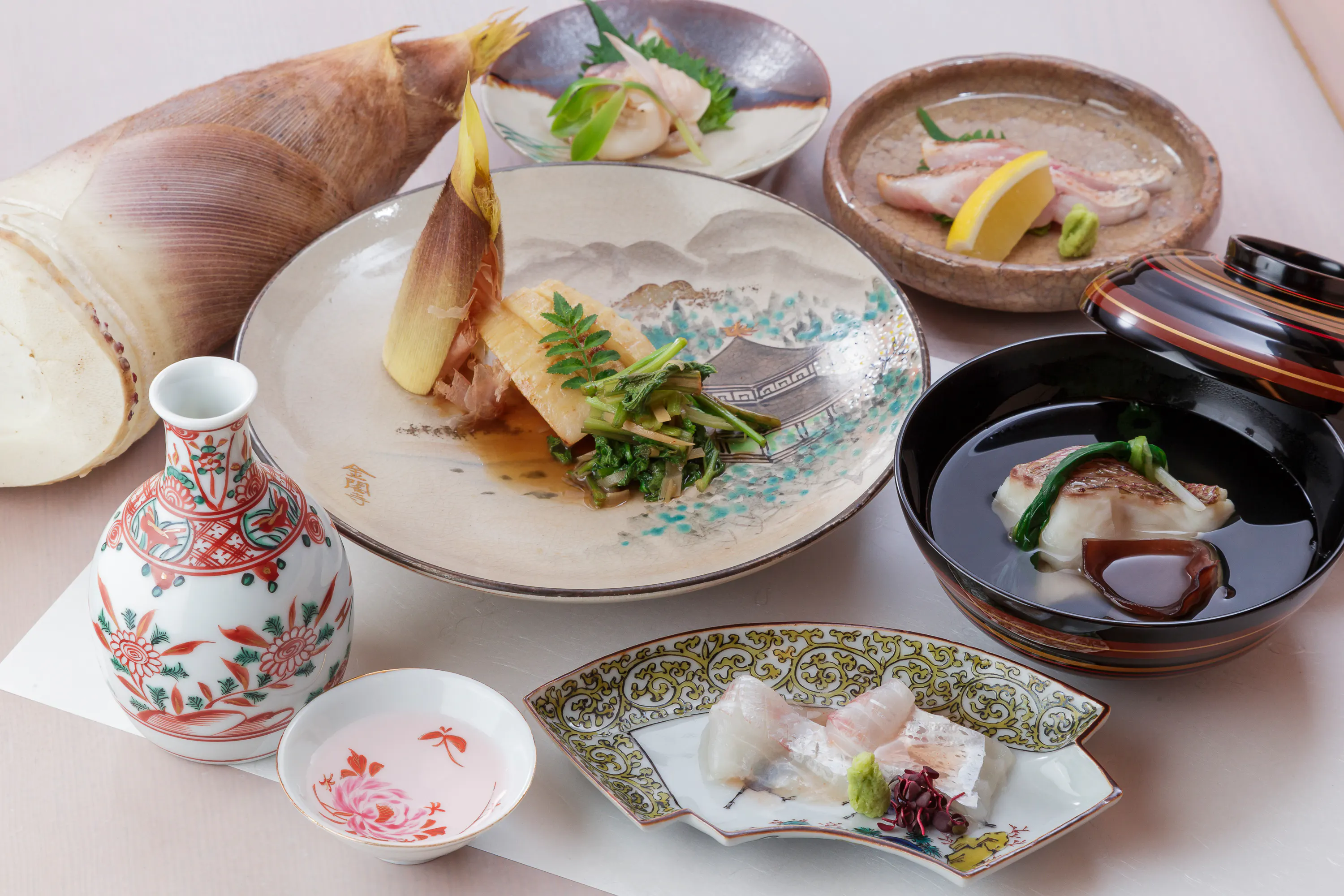 【コース月】お造り、煮物、焼物、主菜、御飯など