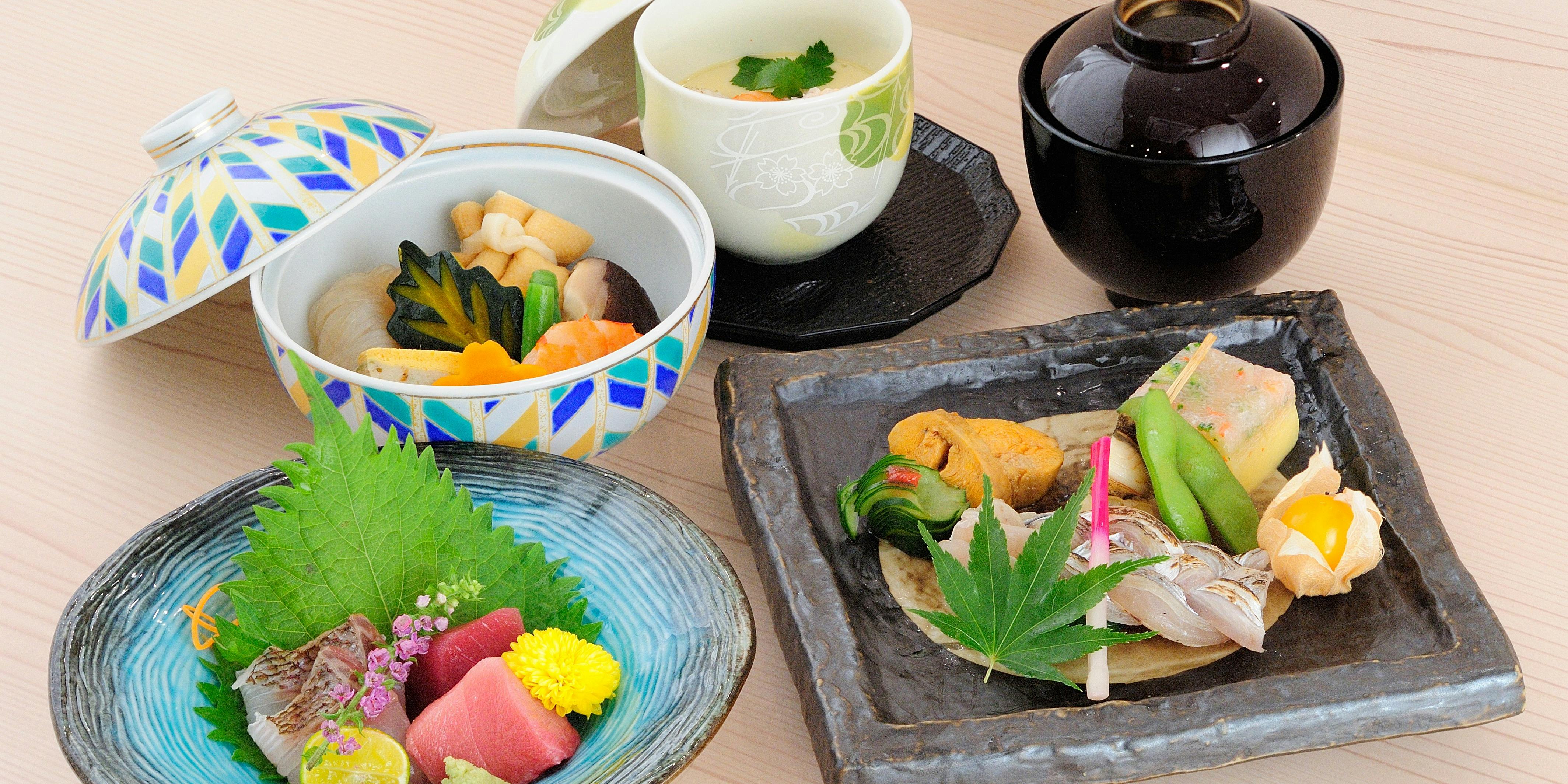 【葵會席】握壽司五貫、前菜、刺身三種、當日特選料理等