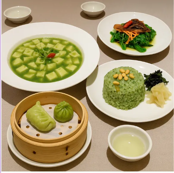 【東方純素　嫦娥綠色套餐】 8,000円(税別）將經典人氣料理精心搭配成套餐形式