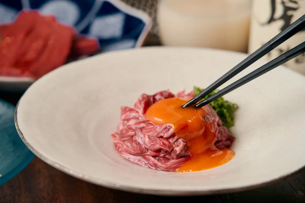Shozai Course: Premium meat course including Harami Yukke and Chateaubriand