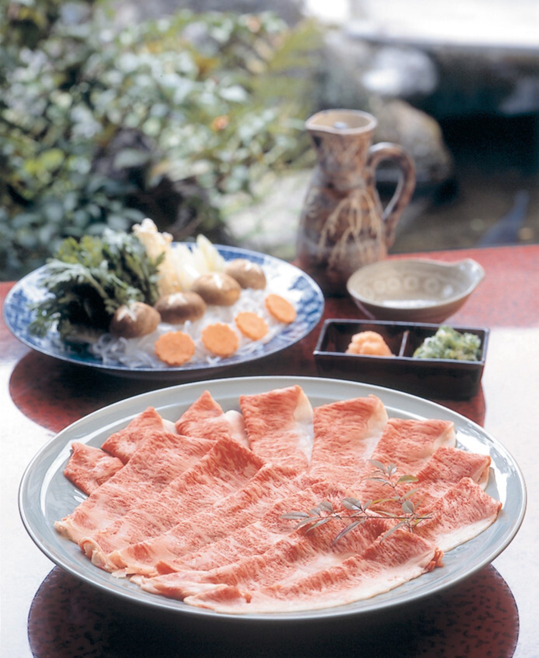 【松阪肉しゃぶしゃぶ】前菜、お肉、野菜、ご飯、香の物