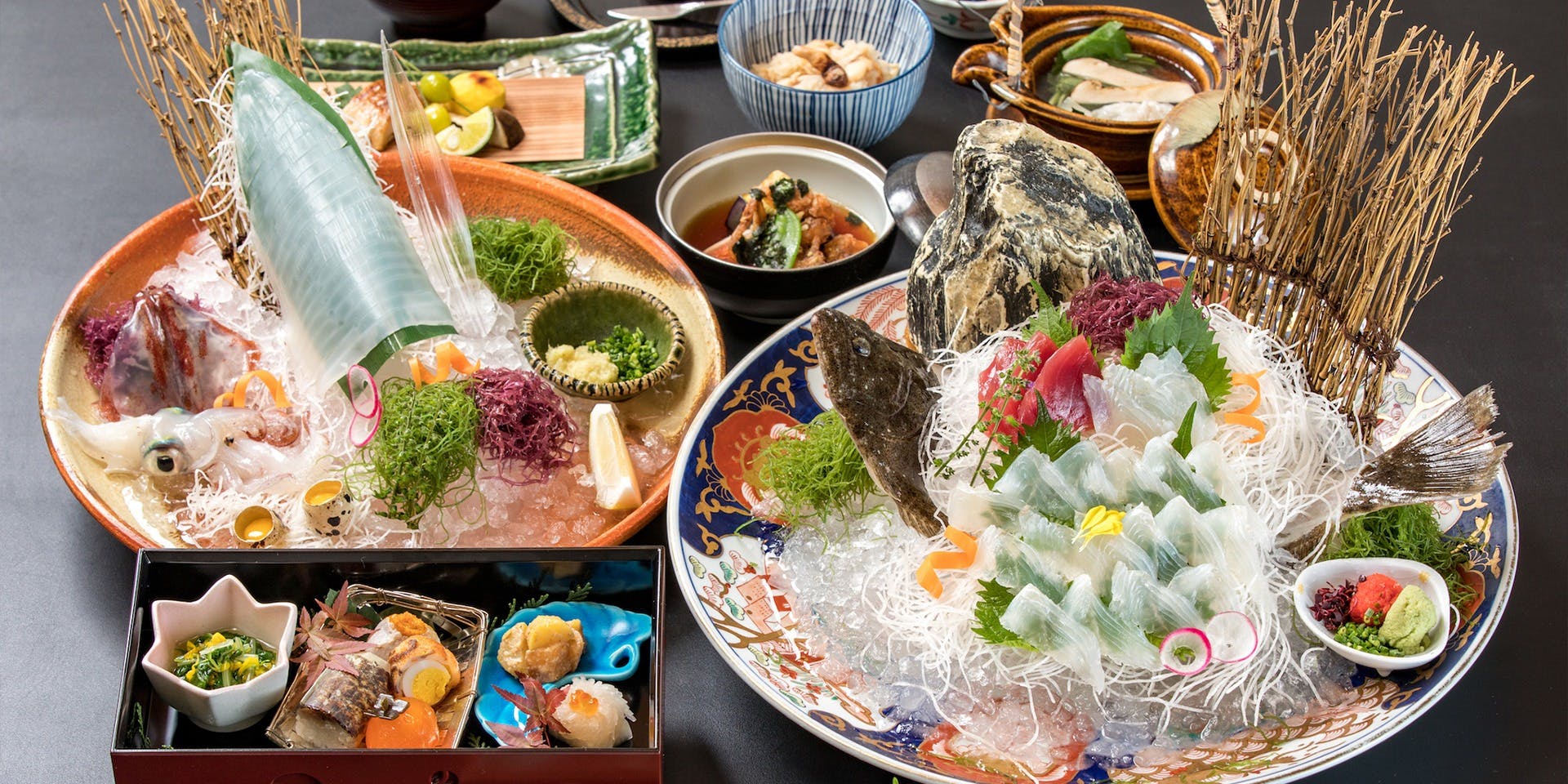 （ご接待・各記念日）活魚会席【朝日】「活いか・平目」姿造り、和牛サーロイン他、季節の味を豪華に 全9品