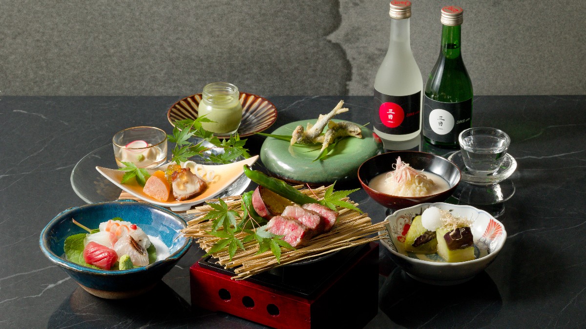 [Anniversary Course Miyabi] A 10-course meal featuring A5 Wagyu beef fillet grilled over the robata, tiger prawn tempura, and a special dessert plate