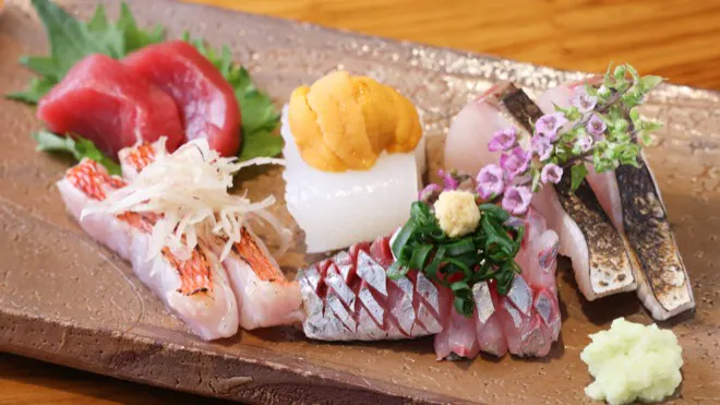 お刺身盛り合わせや和牛すき焼き、炭焼き料理まで、多彩な料理をゆったり堪能 全9品