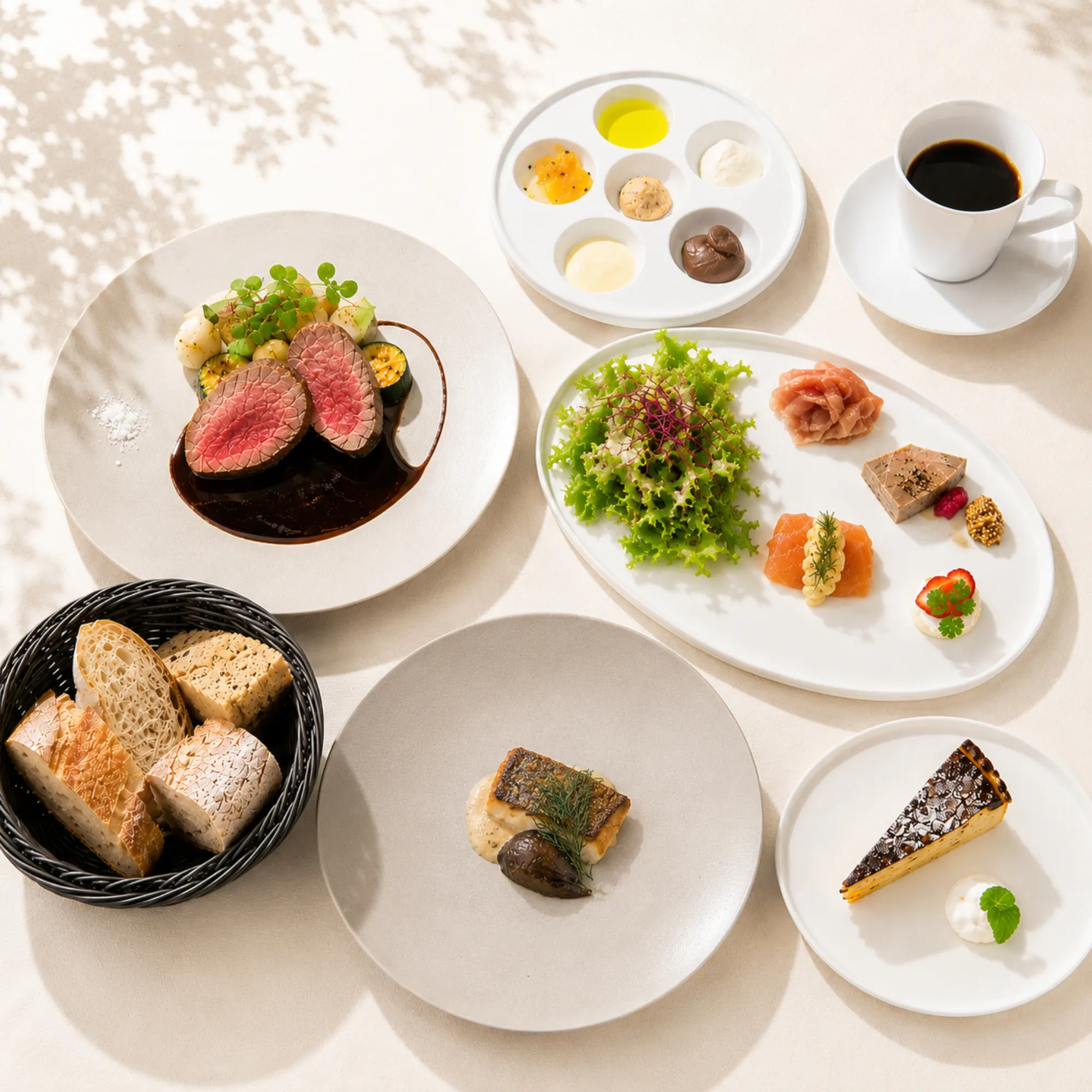 LUNCH Full Course <Choose Your Main Dish> Unlimited Homemade Bread & 6 Types of Dips Included
