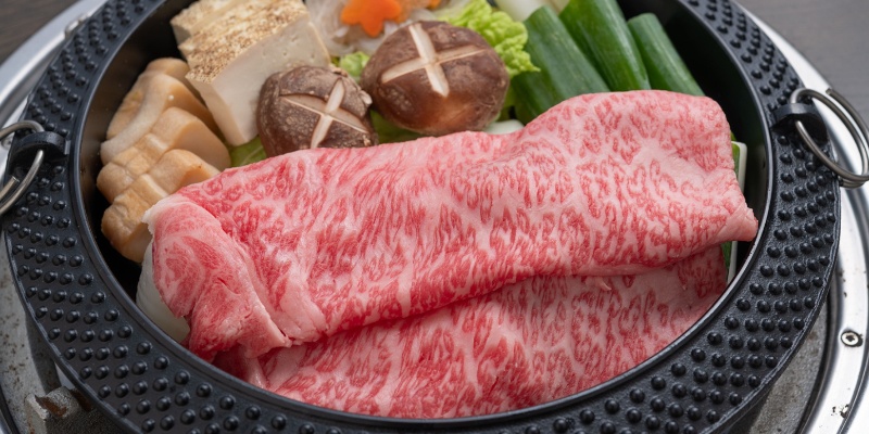 【京風すき燒：竹】5道佳餚，包括A5黑毛和牛沙朗壽喜燒