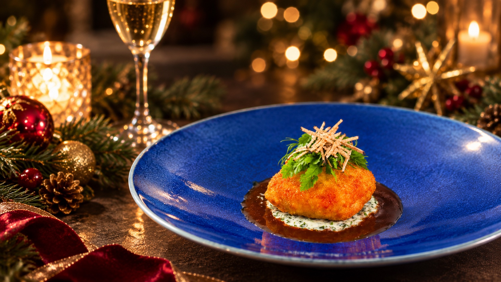 【 24/25日限定 Christmas Dinner 2026 乾杯シャンパン付 】 一邊聆聽現場演奏，一邊享用聖誕晚餐