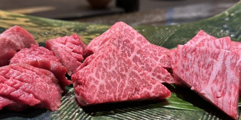 오픈 기념 특별 코스【최상질의 와규를 신선하고 특별한 야채 및 양념과 함께 맛볼 수 있는 엄선 와규 코스 소고기 세 부위】