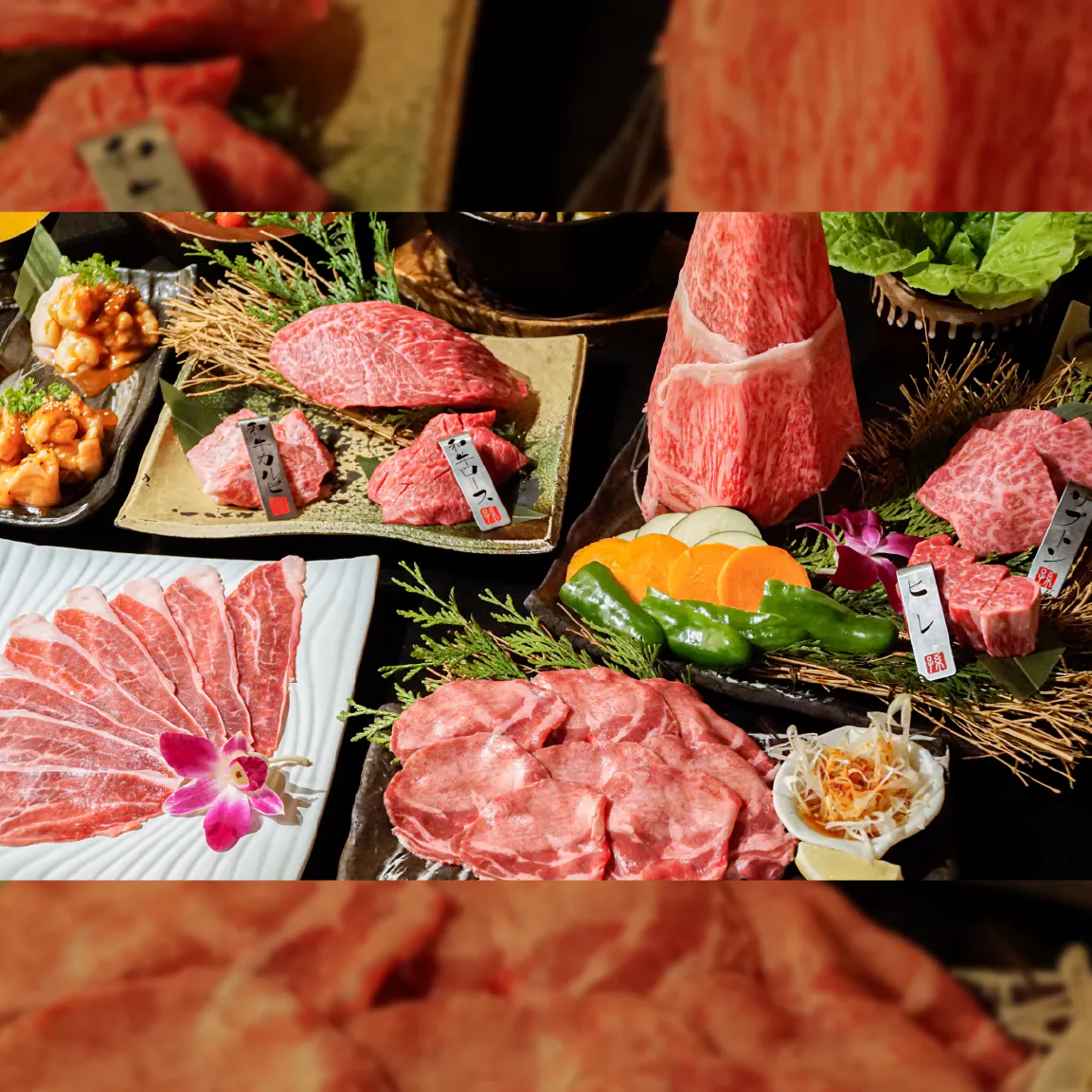 《3名様~ 当日15:00までのご予約》【極上黒毛和牛の肉タワー付き】ASO亜麻色の和牛 極コース