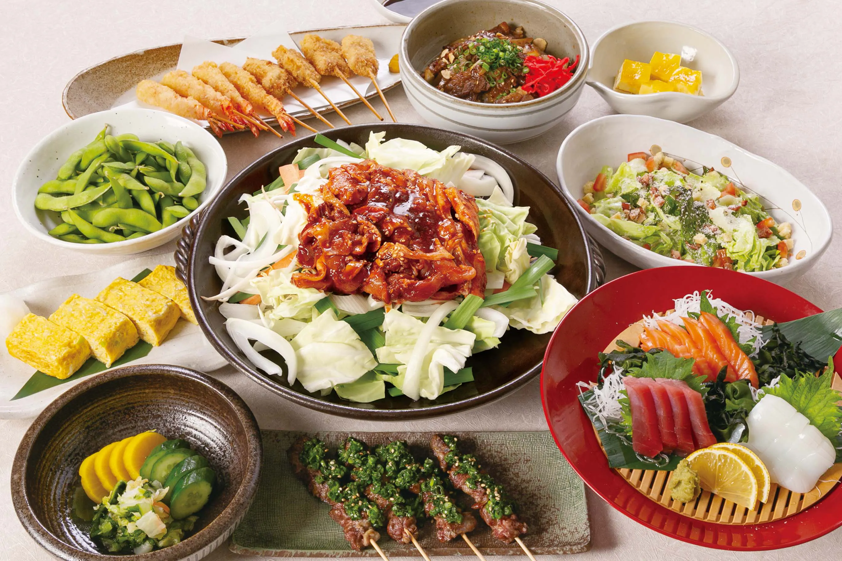 【華套餐】5000円宴會套餐 可選陶板燒/附無限暢飲/全10道菜