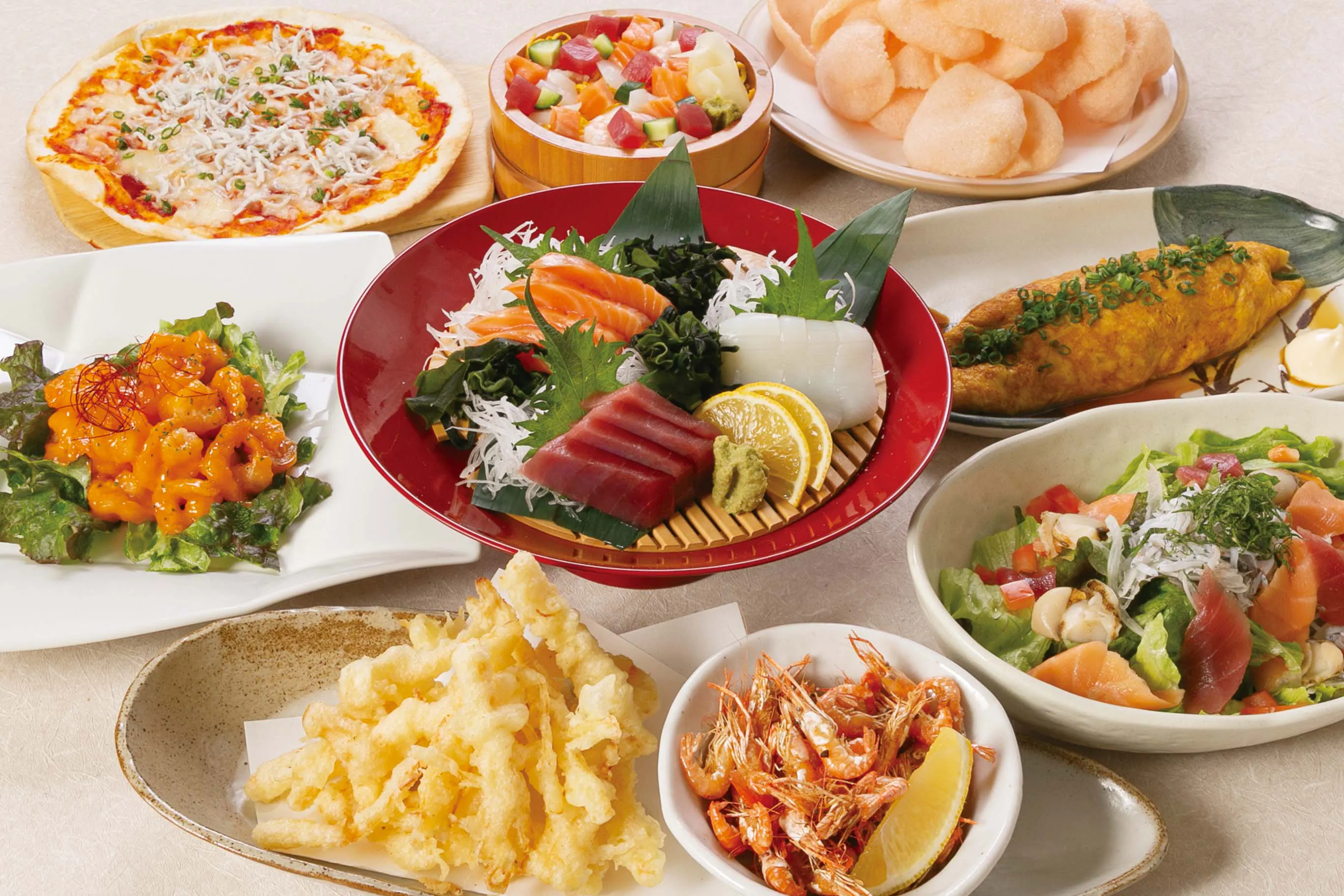 【海鮮套餐】4000円宴會套餐　附無限暢飲／全8道菜／不含陶板燒