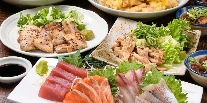 【ゆずの恵コース】お造り3種×厚切豚バラゆず塩焼き 全8品