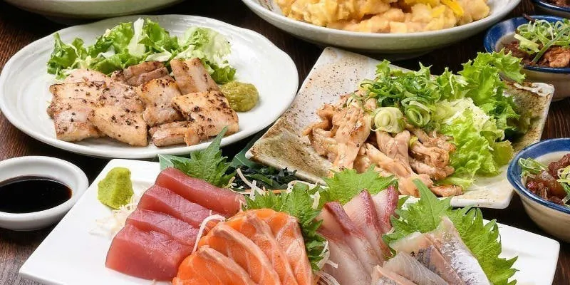 【柚子的恩惠套餐】3種生魚片 × 厚切豬五花柚子鹽燒 共8道菜