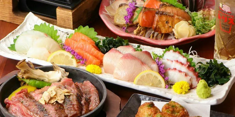 [Seiryu Course] Omi Beef Steak x Assorted Sashimi, Total 10 Dishes