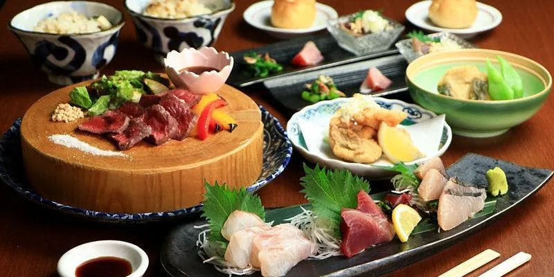 【妻籠】熟成牛ロースト×熟成魚3種盛×甘鯛唐揚げ 全8品