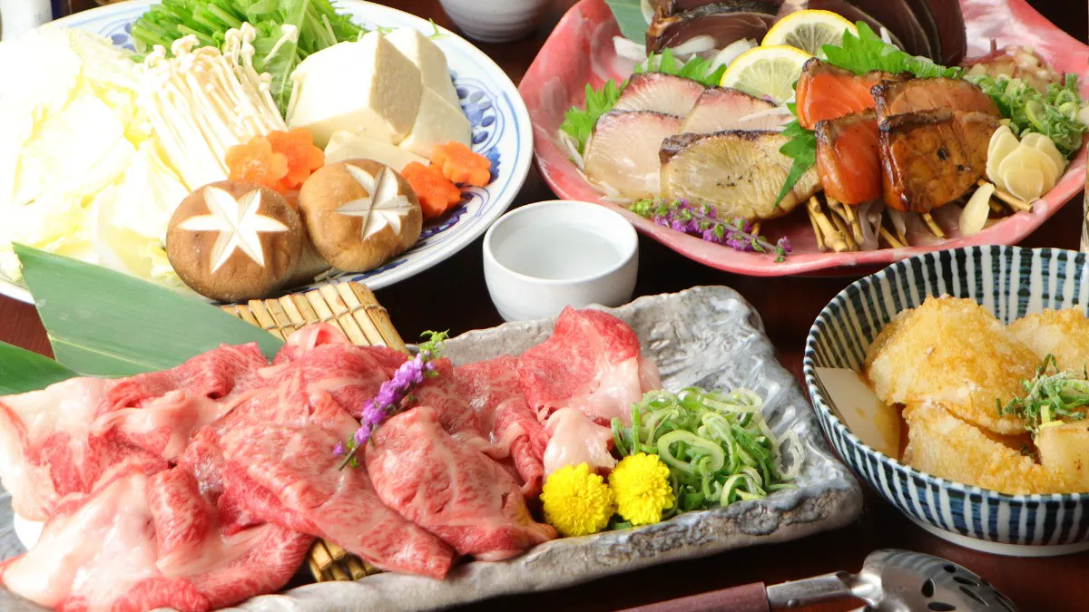【近江牛しゃぶしゃぶ鍋コース】藁焼き全8品