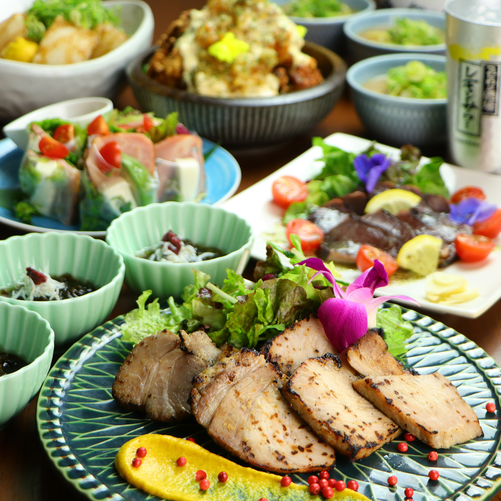 【有田コース】生春巻き×牛肩ロースの炭焼きなど＜全8品＞