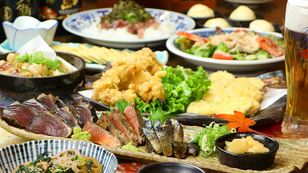 【和式套餐】稻草燒刺身三種×洋蔥乳蛋餅等共8道料理