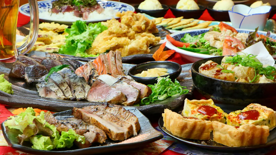 【炎套餐】海鮮稻草燒拼盤×薩摩豬里肌等全9道料理
