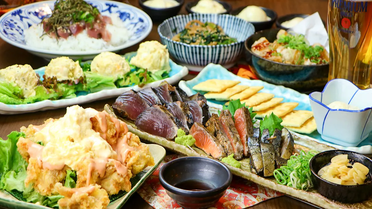 【た藁や套餐】稻草烤造3種拼盤×南蠻炸雞等共8道菜