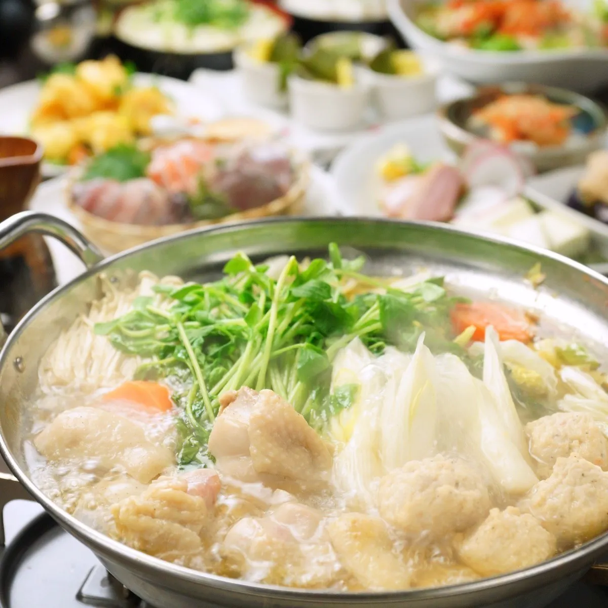 전골【만족 코스】닭 백탕 찬코 전골×영계 가라아게 유린기풍 총 8품