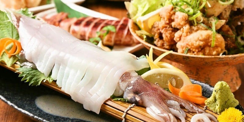 【雫】剣先오징어 회×짚불구이 3종 모둠 등 총 11품
