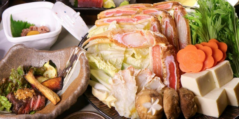 【甚べぇ極コース】 甚べえ鮮魚盛り×生ズワイガニと鰤のしゃぶしゃぶなど9品