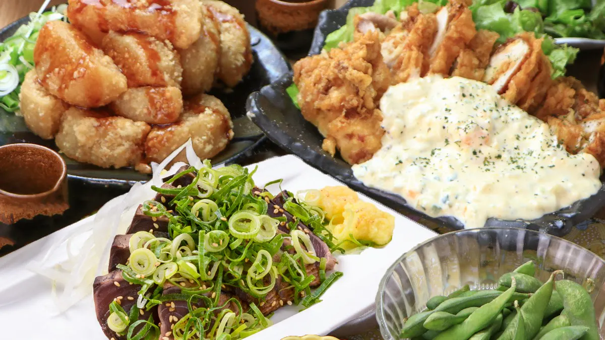 【우마카 코스】치킨 난반 × 돌아온 가다랑어 타타키 × 생맥주 총 7품