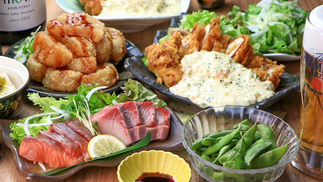 【うまか食べ放題コース】チキン南蛮＆おでん大根の唐揚げ食べ放題＆鮮魚カルパッチョほか全7品